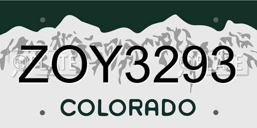 ZOY3293 Colorado License Plate