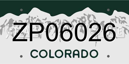 ZP06026 Colorado License Plate