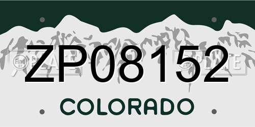 ZP08152 Colorado License Plate