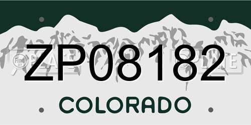 ZP08182 Colorado License Plate