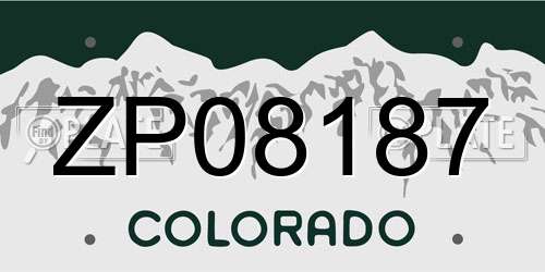 ZP08187 Colorado License Plate