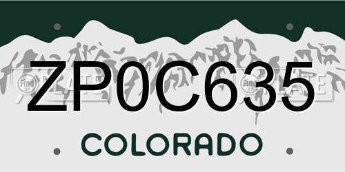 ZP0C635 Colorado License Plate