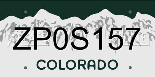 ZP0S157 Colorado License Plate