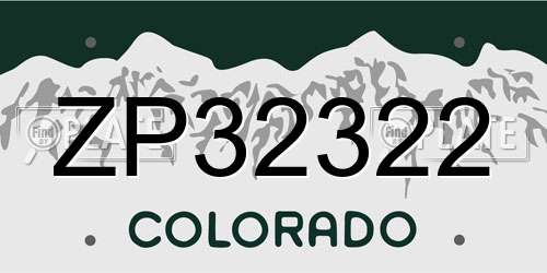 ZP32322 Colorado License Plate