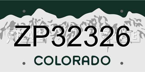ZP32326 Colorado License Plate