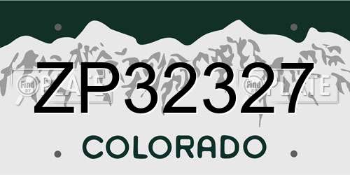 ZP32327 Colorado License Plate