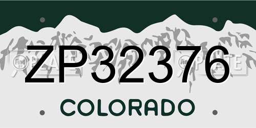 ZP32376 Colorado License Plate