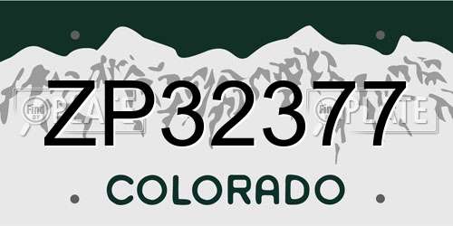ZP32377 Colorado License Plate