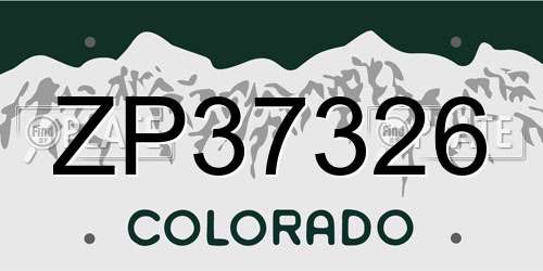 ZP37326 Colorado License Plate