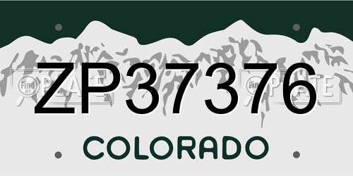 ZP37376 Colorado License Plate