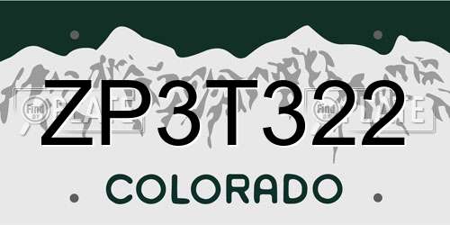 ZP3T322 Colorado License Plate