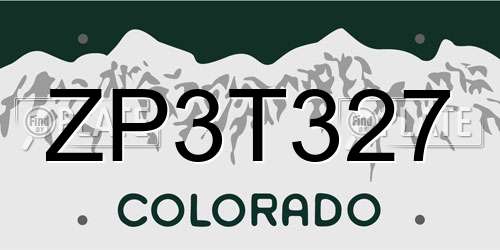 ZP3T327 Colorado License Plate