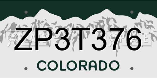 ZP3T376 Colorado License Plate