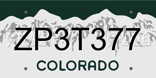 ZP3T377 Colorado License Plate