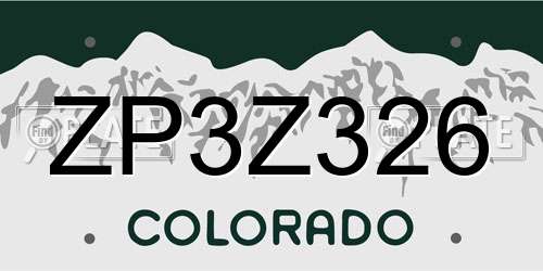 ZP3Z326 Colorado License Plate