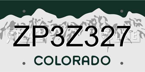 ZP3Z327 Colorado License Plate