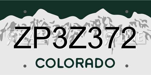 ZP3Z372 Colorado License Plate