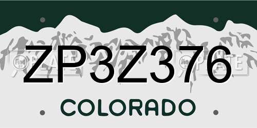 ZP3Z376 Colorado License Plate