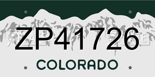 ZP41726 Colorado License Plate