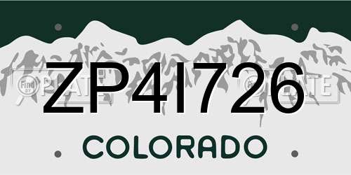 ZP4I726 Colorado License Plate
