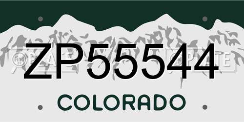 ZP55544 Colorado License Plate