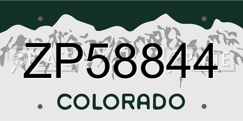 ZP58844 Colorado License Plate