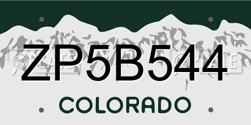 ZP5B544 Colorado License Plate