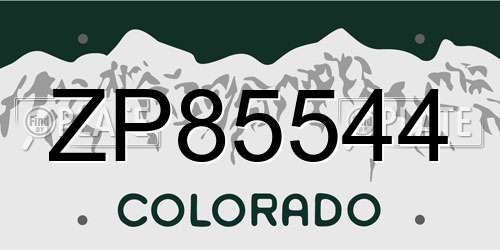 ZP85544 Colorado License Plate