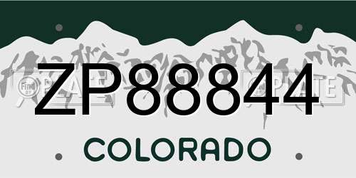 ZP88844 Colorado License Plate