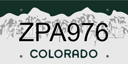 ZPA976 Colorado License Plate
