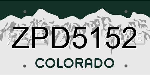 ZPD5152 Colorado License Plate