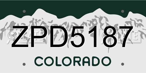 ZPD5187 Colorado License Plate