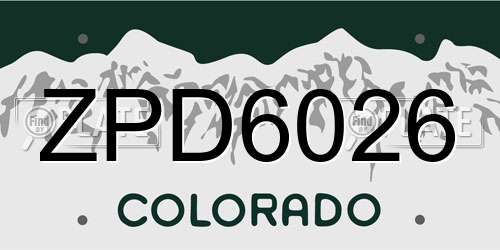 ZPD6026 Colorado License Plate