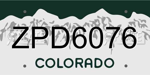 ZPD6076 Colorado License Plate