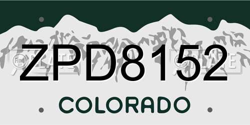 ZPD8152 Colorado License Plate