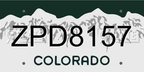 ZPD8157 Colorado License Plate