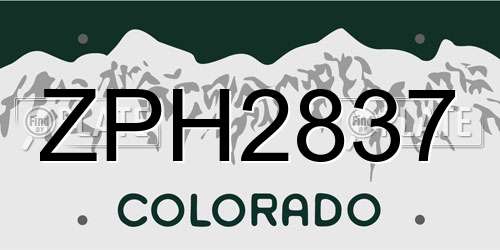 ZPH2837 Colorado License Plate