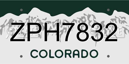ZPH7832 Colorado License Plate