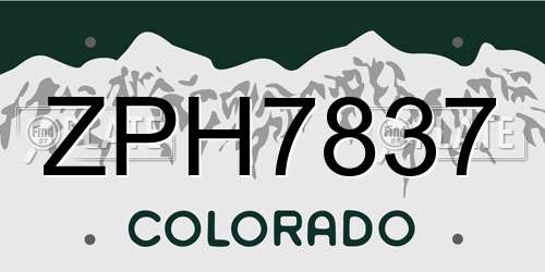 ZPH7837 Colorado License Plate