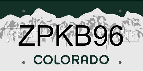 ZPKB96 Colorado License Plate