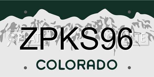 ZPKS96 Colorado License Plate