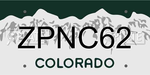 ZPNC62 Colorado License Plate