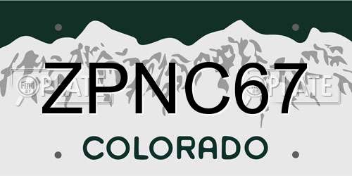 ZPNC67 Colorado License Plate