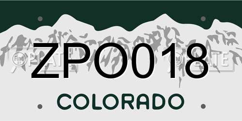 ZPO018 Colorado License Plate