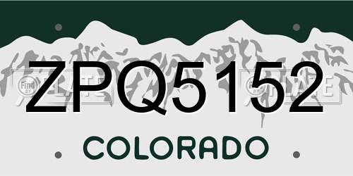 ZPQ5152 Colorado License Plate