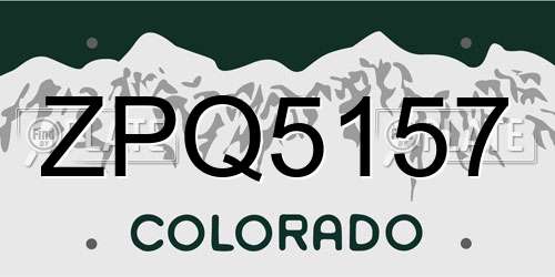 ZPQ5157 Colorado License Plate