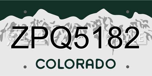 ZPQ5182 Colorado License Plate
