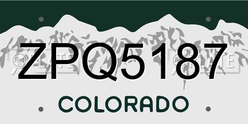 ZPQ5187 Colorado License Plate