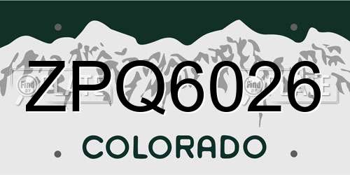 ZPQ6026 Colorado License Plate