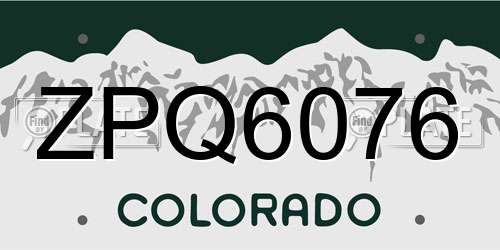 ZPQ6076 Colorado License Plate